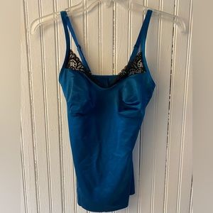 Ruby Ribbon blue and black lace camisole, size 36